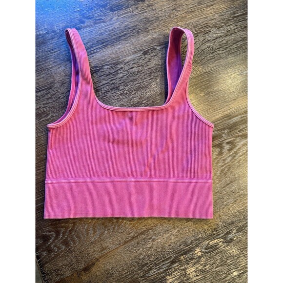 Zenana Tops - Zenana Ribbed Mineral Wash Bralette Square Neck Crop top Size L/XL